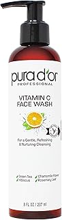 PURA D'OR 8 Oz Vitamin C Face Wash - Antioxidant Rich Brightening Cleanser For Radiant Glow & Even Skin Tone - Hydrating, ...