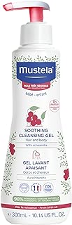 Mustela Baby Soothing Cleansing Gel - Fragrance-Free Hair & Body Wash for Very Sensitive Skin - with Natural Avocado Perse...