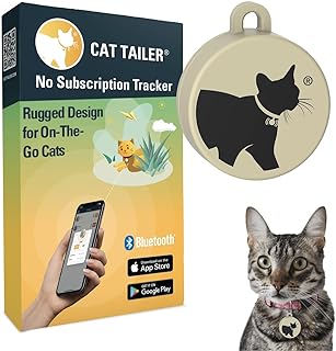 Cat Tailer Cat Tracker - Small and Lightweight Waterproof Bluetooth Pet Collar Attachment, 328 foot Range, Replaceable 6 M...