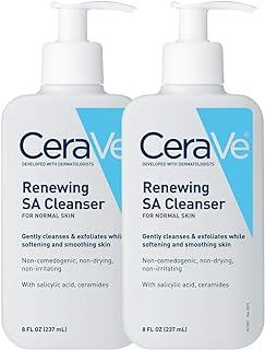CeraVe Salicylic Acid Cleanser | 8 Ounce, Pack of 2 | Renewing Exfoliating Face Wash with Vitamin D for Rough and Bumpy Sk...
