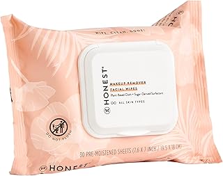 Honest Beauty Makeup Remover Facial Wipes | EWG Verified, Plant-Based, Hypoallergenic | 30 Count