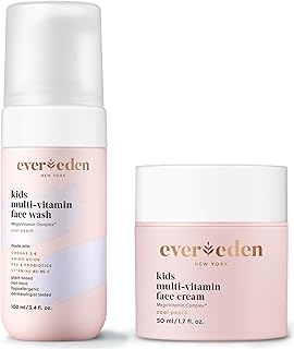 Evereden Kids Happy Face Duo (Cool Peach) - Multi-Vitamin Kids Face Wash & Kids Face Cream Set - Clean & Vegan Skin Care f...
