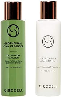 CIRCCELL Geothermal Clay Cleanser and Mandarin Cleansing Milk - Hydrating Facial Cleansers - Suitable for All Skin Types