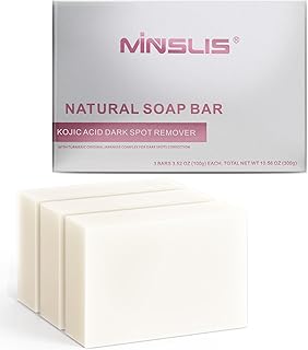 MINSLIS Kojic Acid Soap (3 Pack × 100g Bar Soap) with Retinol, Vitamin C, E, Collagen, Hyaluronic Acid, Olive Oil, Shea Bu...