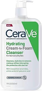 CeraVe Hydrating Cream-to-Foam Cleanser | Hydrating Makeup Remover and Face Wash With Hyaluronic Acid | Fragrance Free No...