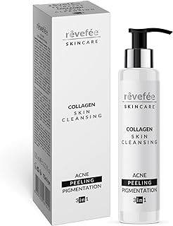 collagen face cleanser, acne, dirt, makeup and oil remover, gentle-skin cleansing, natural renewing, peeling and pigmentat...