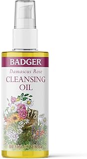 Badger - Face Cleansing Oil, Damascus Rose, Certified Organic Face Oil Cleanser, Natural Facial Cleansing Oil, Natural Oil...