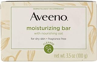 Aveeno Gentle Moisturizing Bar Facial Cleanser with Nourishing Oat for Dry Skin, Fragrance-free, Dye-Free, & Soap-Free, 3....