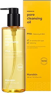 Hanskin Pore Cleansing Oil, Gentle Blackhead Cleanser and Makeup Remover for Sensitive Skin [PHA] (10.14 oz)