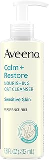 Aveeno Calm + Restore Nourishing Oat Face Cleanser for Sensitive Skin, Gentle Milky Cleanser with Nourishing Oat & Feverfe...