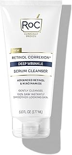 RoC Retinol Correxion Deep Wrinkle Serum Facial Cleanser with Niacinamide for Anti-Aging and Fine Lines, Long-Wear Makeup ...