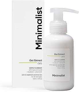 Minimalist 6% Oat Extract Gentle Face Wash for Sensitive, Dry & Dehydrated Skin | Hyaluronic Acid Provides Hydration | For...