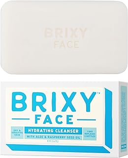 BRIXY Hydrating Facial Cleansing Bar For Dry Skin – Aloe and Raspberry Seed Oil To Soothe And Moisturize, Ceramide & Niaci...