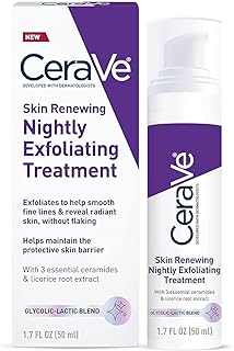 CeraVe Skin Renewing Nightly Exfoliating Treatment | Anti Aging Face Serum with Glycolic Acid, Lactic Acid, and Ceramides|...
