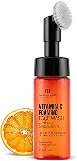Botanic Hearth Vitamin C Foaming Face Wash with Papaya & Orange | Extracts Built-In Silicone Brush | Cleansing & Glowing S...
