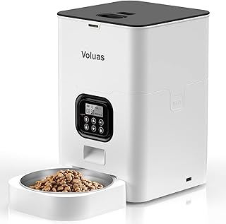 VOLUAS Automatic Cat Feeders - Timed Pet Feeder for Cats and Dogs with Dry Food Dispenser, Desiccant Bag, Programmable Por...
