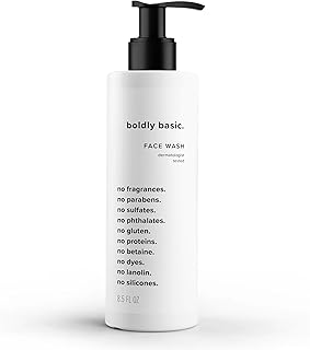 Boldly Basic Fragrance Free Face Wash - Gentle Facial Cleanser on Sensitive Skin - Unscented - Dermatologist Tested - Sulf...