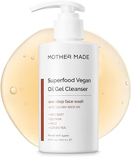 MOTHER MADE Superfood Hydrating Vegan Oil Gel Face Wash, 6.76 fl.oz | Daily Gentle Cleanser for Sensitive Skin with Natura...