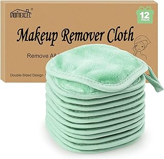 HOMEXCEL Makeup Remover Cloth 12 Count (Pack of 1), Reusable Makeup Remover Pads,Washable Ultra Soft Facial Cleansing Clot...