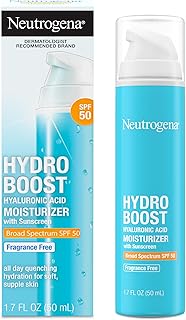 Neutrogena Hydro Boost Hyaluronic Acid Facial Moisturizer with Broad Spectrum SPF 50 Sunscreen, Daily Water Gel Face Moist...