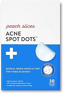 Peach Slices | Acne Spot Dots | Hydrocolloid Acne Patches | For Zits, Blemishes, & Breakouts | Vegan | Cruelty-Free | Pimp...