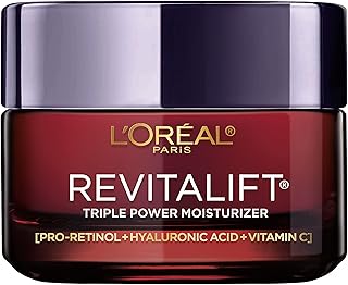 L'Oreal Paris Revitalift Triple Power Anti-Aging Face Moisturizer, Pro Retinol, Hyaluronic Acid & Vitamin C to Reduce Wrin...