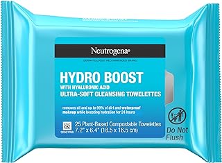Neutrogena Hydro Boost Facial Cleansing Towelettes with Hyaluronic Acid, Hydrating Makeup Remover Face Wipes Remove Dirt &...