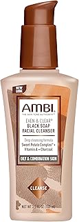 Ambi Even & Clear Purifying Charcoal Black Soap Facial Cleanser With Nutrient Rich Sweet Potato Complex | Helps Even Skin ...