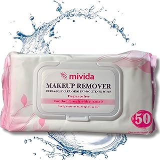 mivida Makeup Remover Wipes | Hypoallergenic Facial Cleansing Make up Remover Face Wipes with Vitamin E | Fragrance Free, ...
