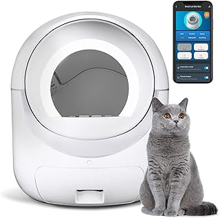 Cleanpethome Self Cleaning Cat Litter Box, Automatic Cat Litter Box with APP Control Odor Removal Safety Protection for Mu...