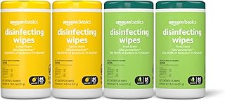 Amazon Basics Disinfecting Wipes, Lemon & Fresh Scent, Sanitizes/Cleans/Disinfects/Deodorizes, 340 Count (4 Packs of 85)