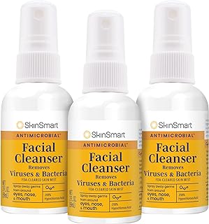 SkinSmart Facial Cleanser Spray to Remove Viruses and Bacteria Around Eyes, Nose and Mouth, Fight Maskne, 2 oz Spray (3 Pa...