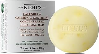 Kiehl's Calendula Concentrated Facial Cleansing Bar, Calming & Soothing Soap Cleanser for Normal to Oily Skin, Visibly Red...