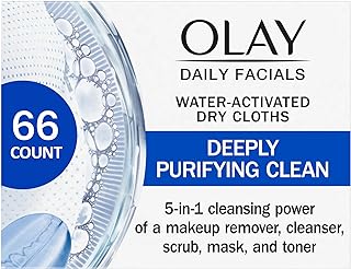 Olay Daily Facials, Deeply Purifying Clean, 5-in-1 Cleansing Wipes with Power of a Makeup Remover, Scrub, Toner, Mask and ...