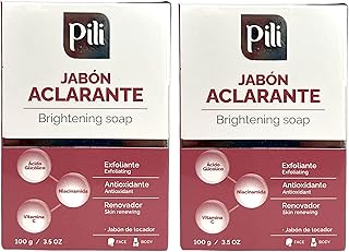 Pili Brightening Soap | Skin Brightening Soap for Face | Exfoliating Bar with Glycolic Acid, Vitamin C & Niacinamide | Eve...
