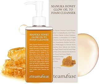 STEAMBASE Manuka Honey Glow Oil to Foam Cleanser | Daily Facial Cleanser for Sensitive Skin | Moisturizing, Foaming Face W...