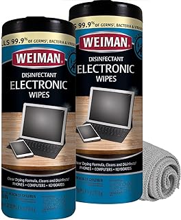 Weiman Electronic & Screen Disinfecting Wipes - Safely Clean and Disinfect Your Phone, Laptop Keyboard, Tablets, Lens Wipe...
