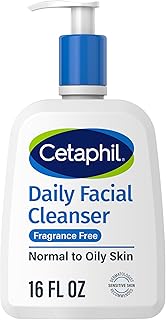 Cetaphil Face Wash, Daily Facial Cleanser for Sensitive, Combination to Oily Skin, NEW 16 oz, Fragrance Free, Gentle Foami...