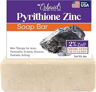 Pyrithione Zinc Soap Bar for Face & Body, 4oz | 2% ZnP Bar Soap Skin Repair Cleanser for Acne, Rosacea, Eczema, Dermatiti...