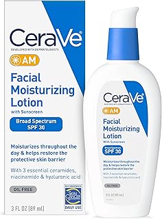 CeraVe AM Facial Moisturizing Lotion with SPF 30 | Oil-Free Face Moisturizer with SPF | Formulated with Hyaluronic Acid, N...