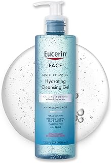 Eucerin Face Gentle Cleansing Hydrating Cleansing Gel, Daily Face Wash and Makeup Remover with Hyaluronic Acid, 13.5 Fl Oz...