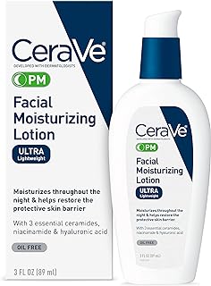 CeraVe PM Facial Moisturizing Lotion | Night Cream with Hyaluronic Acid and Niacinamide | Ultra-Lightweight, Oil-Free Mois...