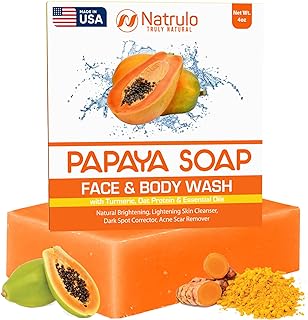 Papaya Soap Face & Body Wash – Skin Brightening Papaya Soap Bar for Dark Spots – Reduce Acne, Cleanse Scars, & Even Skin T...