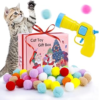 Hggha Kitten Toys, Interactive Cat Toys, Cat Toy Balls with Launcher and 80 Pom-Poms Balls, Cat Toys for Indoor Cats DIY S...