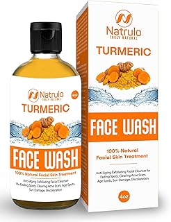 Natrulo Turmeric Face Wash, 4oz Clear Skin Liquid Soap – 100% Natural Anti Aging Exfoliating Turmeric Facial Cleanser for ...