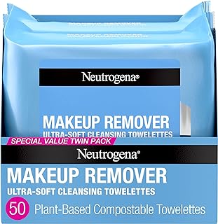 Neutrogena Makeup Remover Wipes, Ultra-Soft Cleansing Facial Towelettes for Waterproof Makeup, Alcohol-Free, Plant-Based, ...