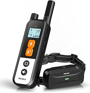 Dog Training Collar with Remote, Shock Collar for Dogs with Vibration and Beep Modes, Rechargeable Transmitter with Securi...