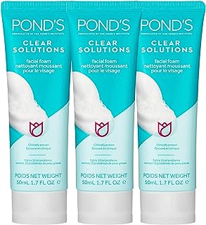 Pond's Clear Solution, Foaming Face Wash, Removes Excess Oil, Face Cleanser, 1.7 Fl Oz (Pack of 3)