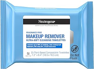 Neutrogena Fragrance-Free Makeup Remover Wipes, Daily Facial Cleanser Towelettes, Gently Removes Oil & Makeup, Alcohol-Fre...