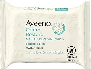 Aveeno Calm + Restore Nourishing Makeup Remover Face Wipes, Fragrance Free Facial Cleansing Towelettes with Oat Extract & ...